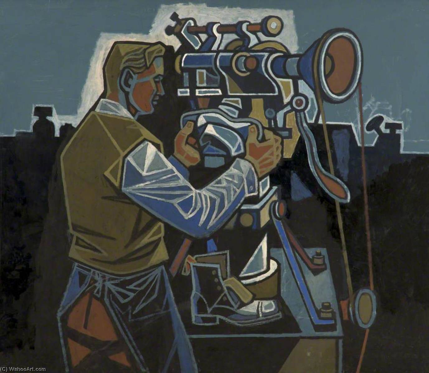 Man At Boot Machine — Cliff Rowe