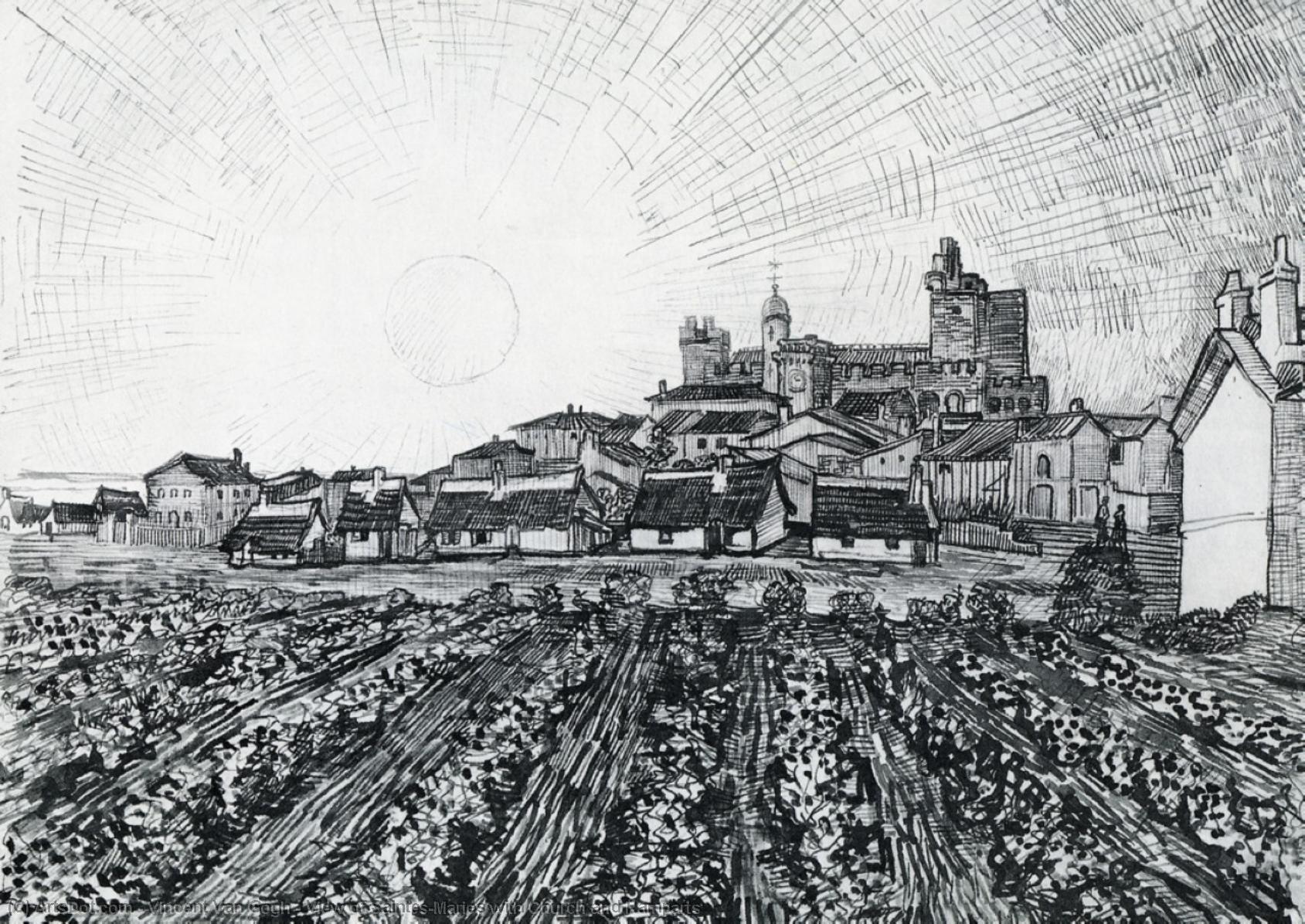 Ansicht Von Saintes-maries Mit Kirche Und Ramparts — Vincent Willem Van Gogh