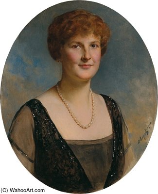Portrait Of A Lady With A Pearl Necklace — Baron Heinrich Von Angeli