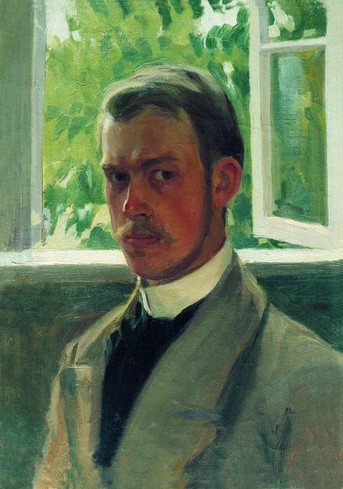Self Portrait Near The Window — Boris Mikhailovich Kustodiev