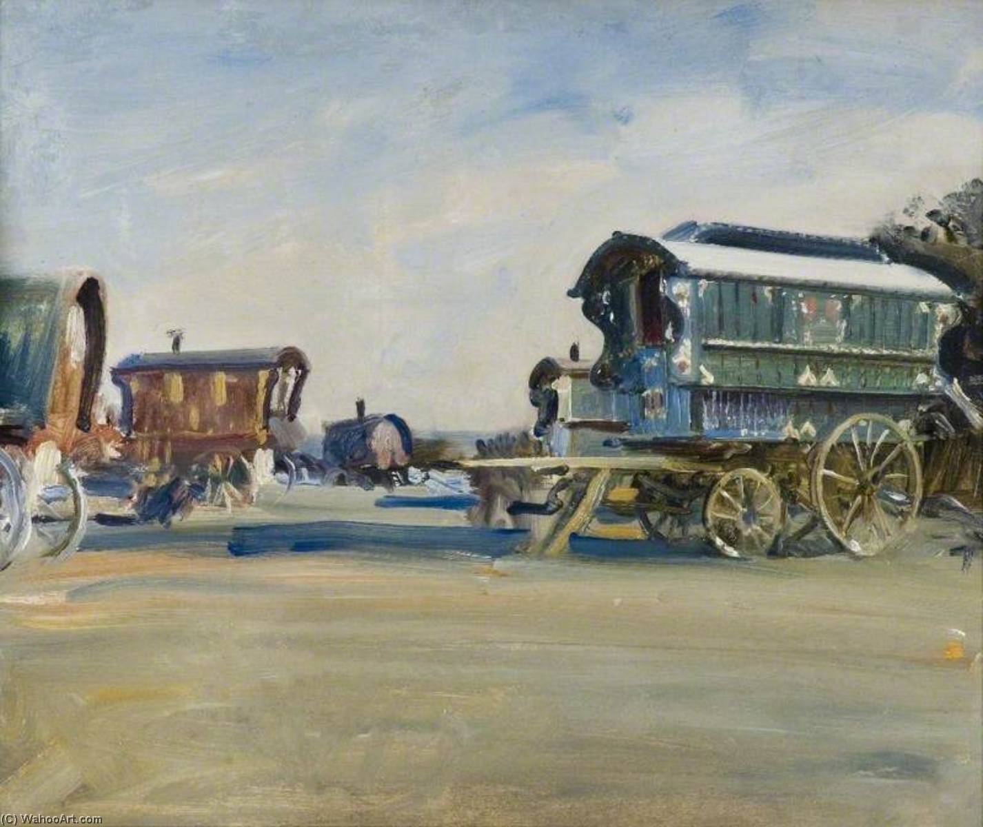 Studie Von Zigeunerwagen — Sir Alfred James Munnings