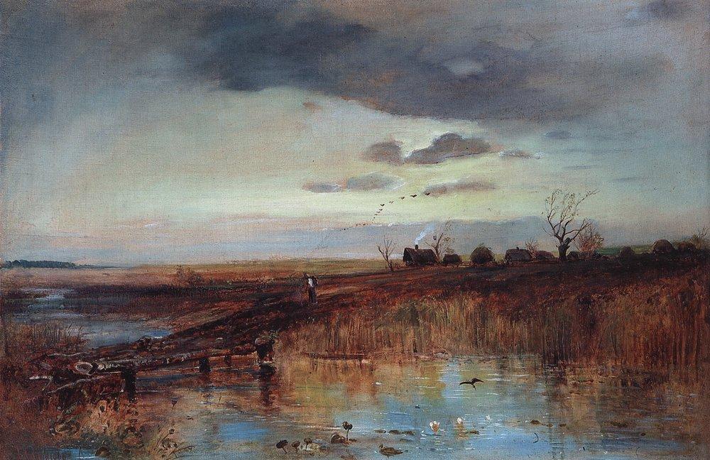 Autumn. Village Near The Stream — Aleksey Savrasov