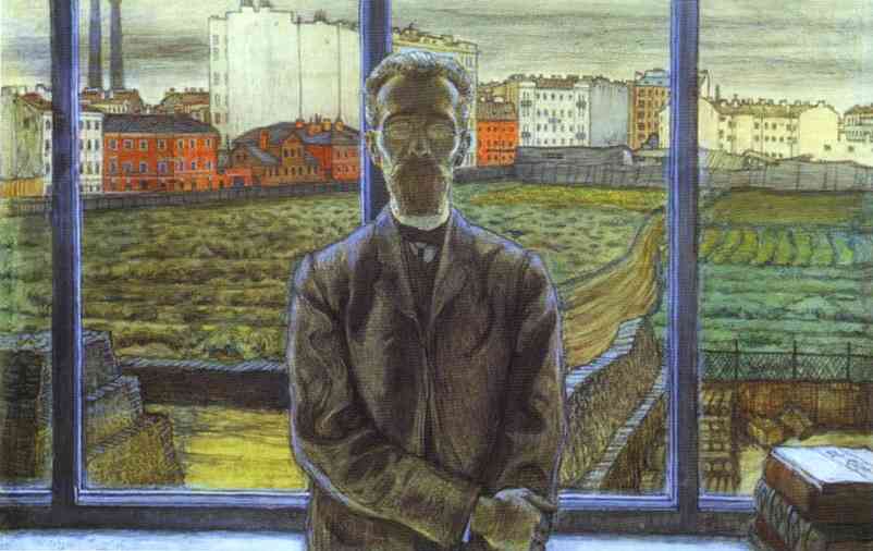 Man With Spectacles. Portrait Of The Art Critic And Poet Constantin Sunnerberg — Mstislav Dobuzhinsky