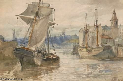 Fishing Boats In A Scottish Harbour — Alexander Ballingall