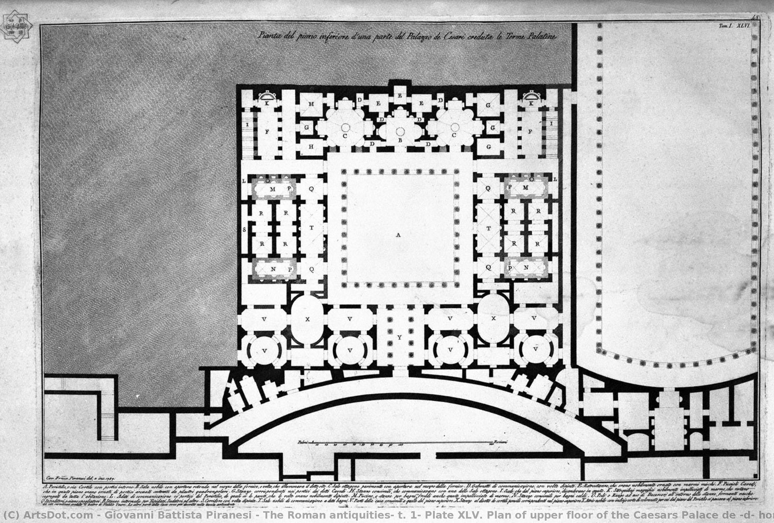 The Roman Antiquities, T. 1, Plate Xlv. Plan Of Upper Floor Of The Caesars Palace De `d` Home `s Believed Augustus (drawing And Inc. By Francesco Piranesi) — Giovanni Battista Piranesi