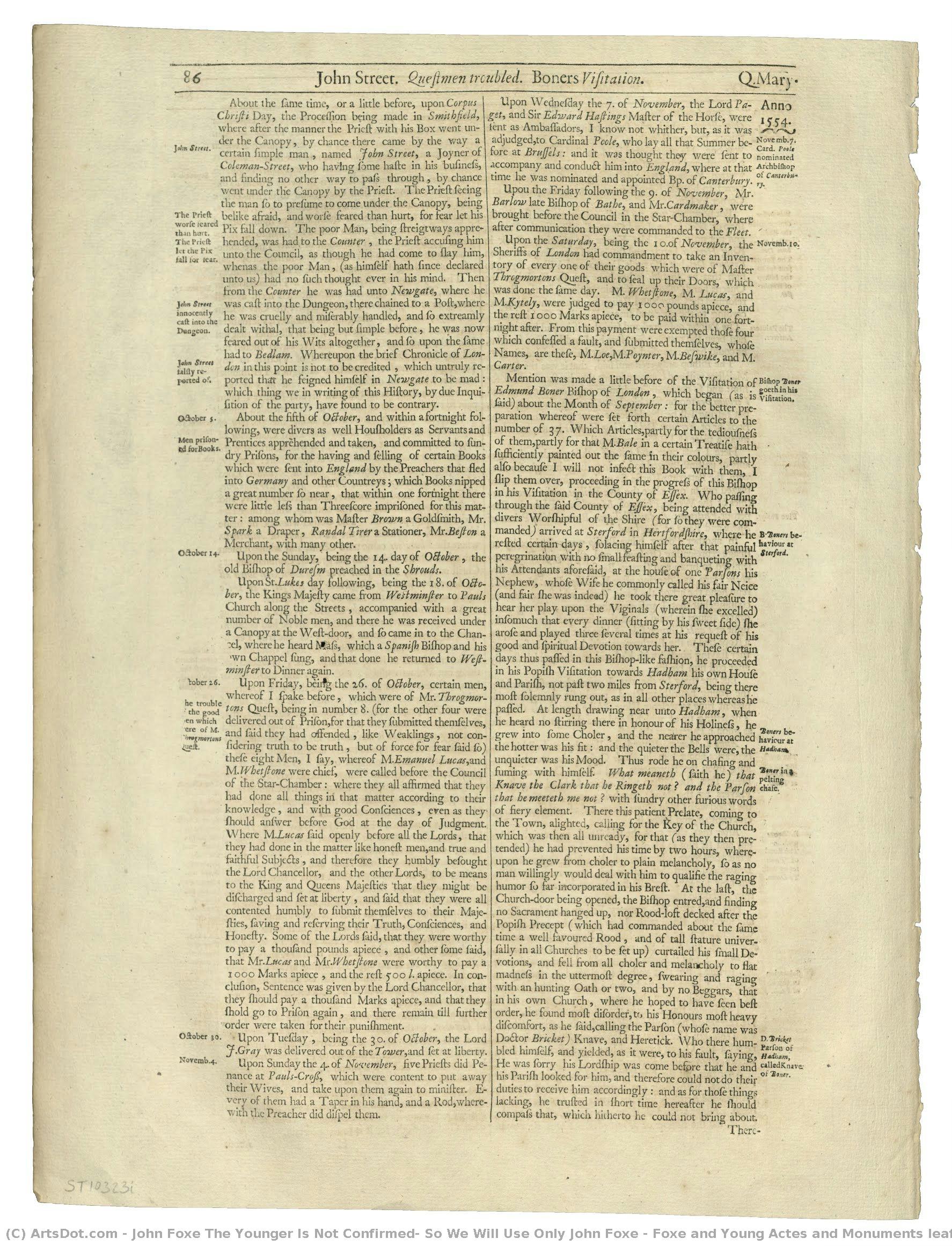 Foxe And Young Actes And Monuments Leaf. At Head: — John Foxe The Younger Is Not Confirmed, So We Will Use Only John Foxe