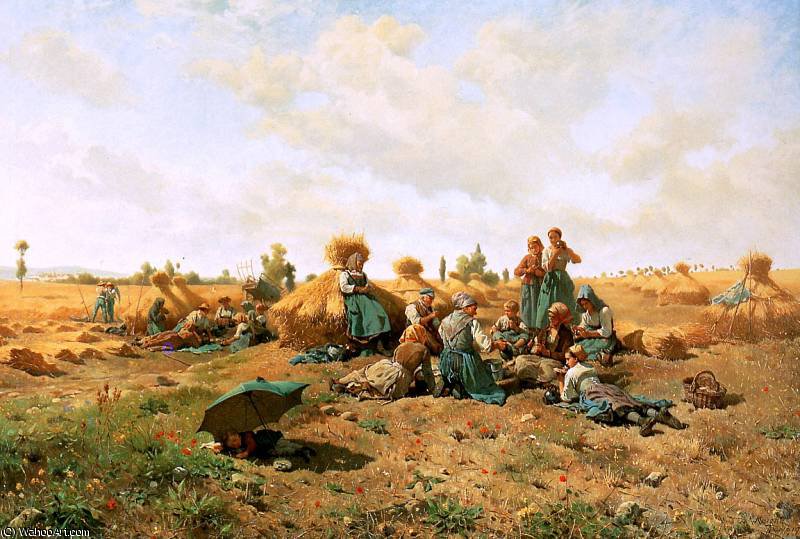 Peasants Lunching In A Field Sun — Daniel Ridgway Knight