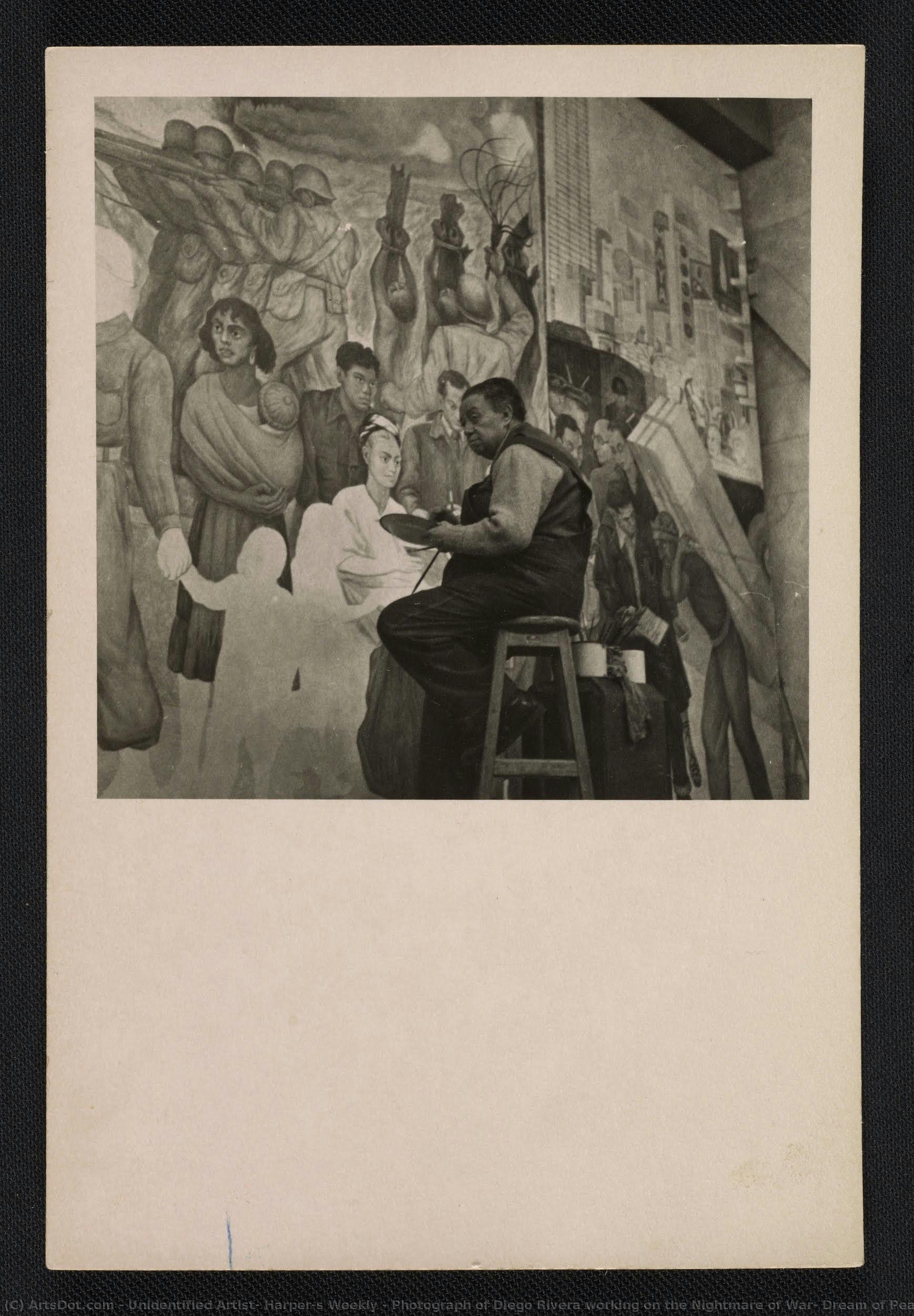 Photograph Of Diego Rivera Working On The Nightmare Of War, Dream Of Peace Fresco — Unidentified Artist, Harper's Weekly