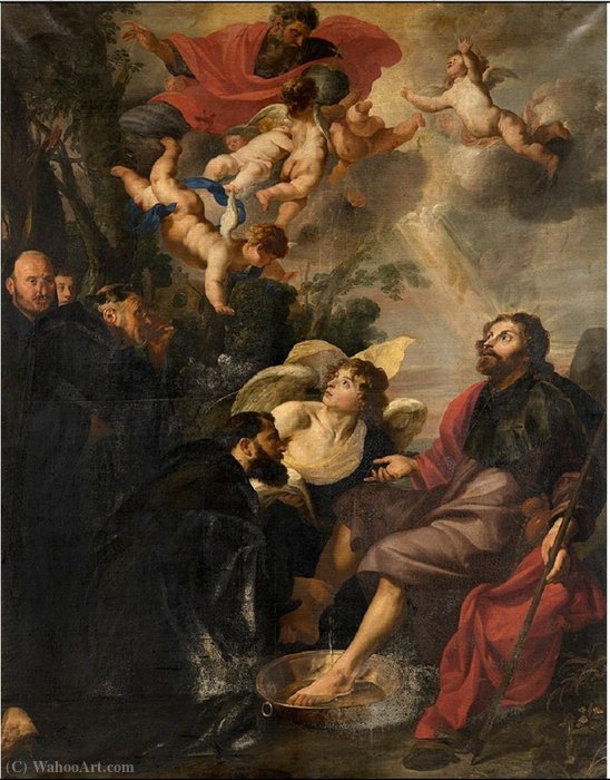 St Augustine Of Hippo Washes The Feet Of Christ — Theodoor Rombouts