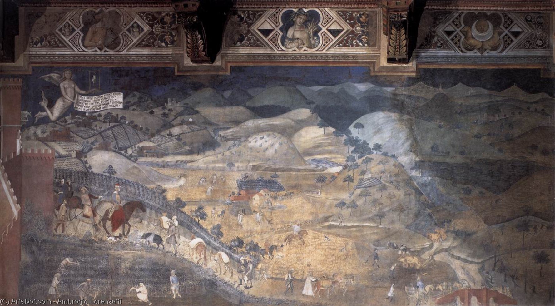 The Effects Of Good Government In The Countryside (detail) — Ambrogio Lorenzetti