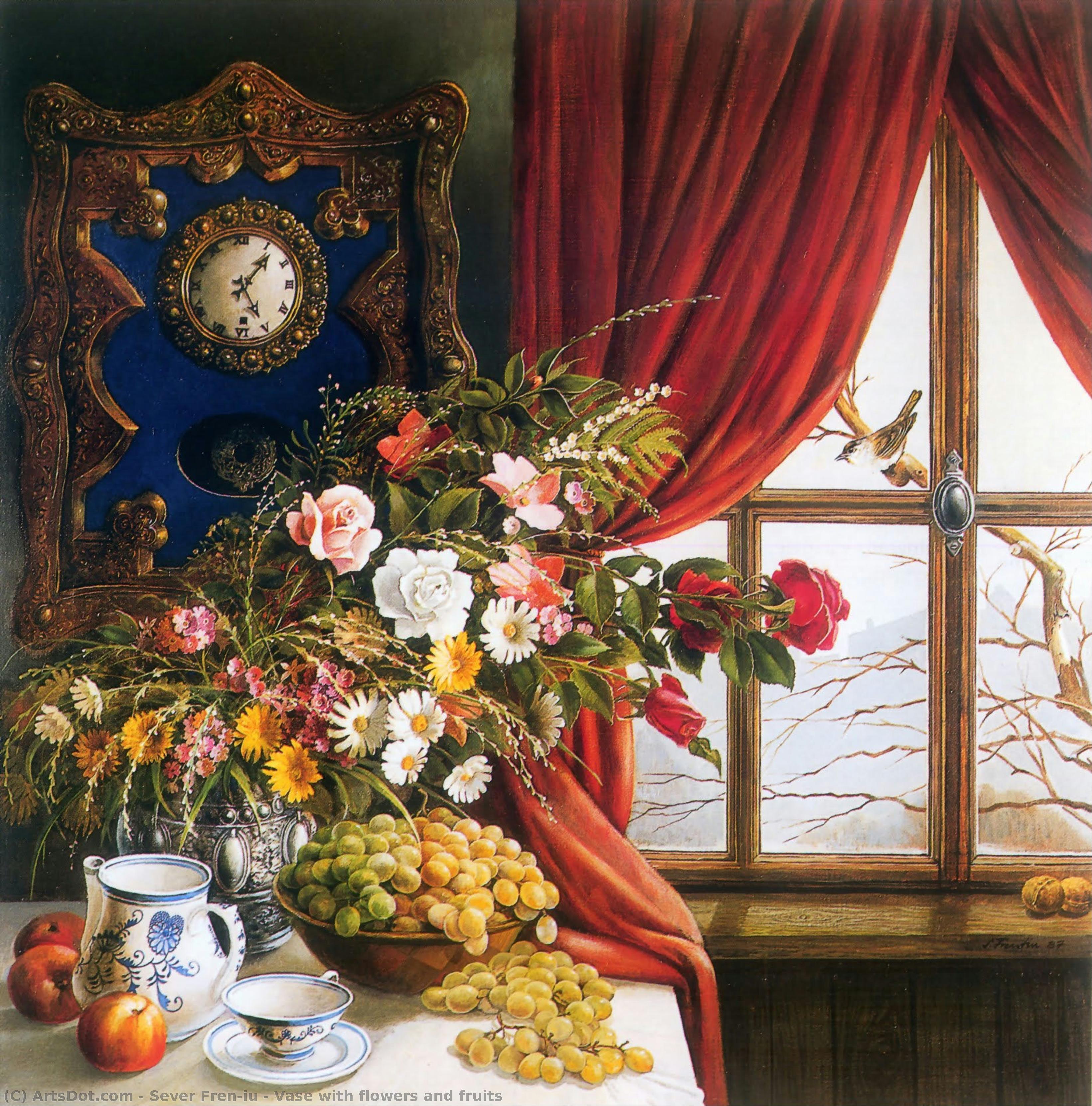 Vase With Flowers And Fruits — Sever Frențiu