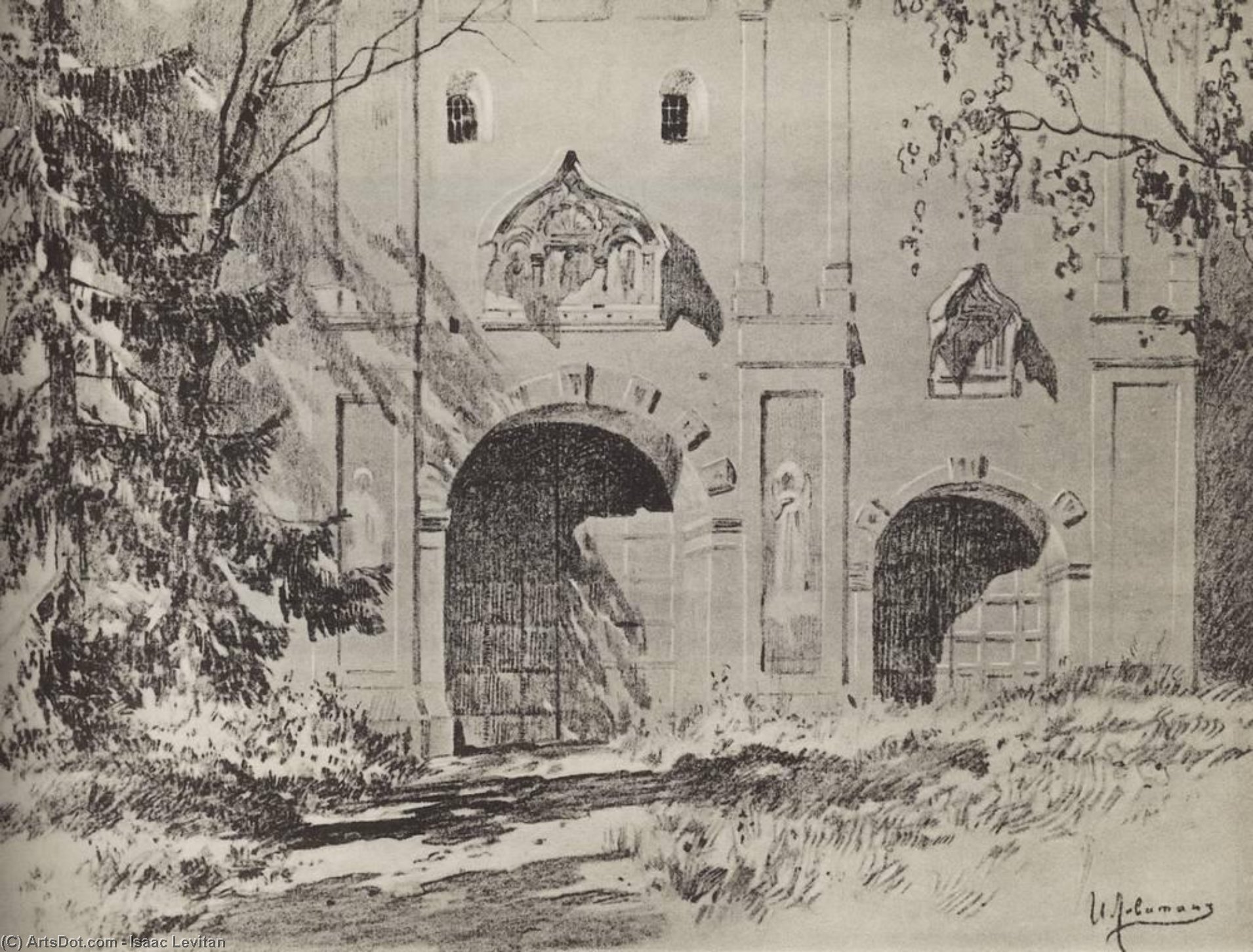 Entrance Gate Of Savvinsky Monastery Near Zvenigorod — Isaak Ilyich Levitan