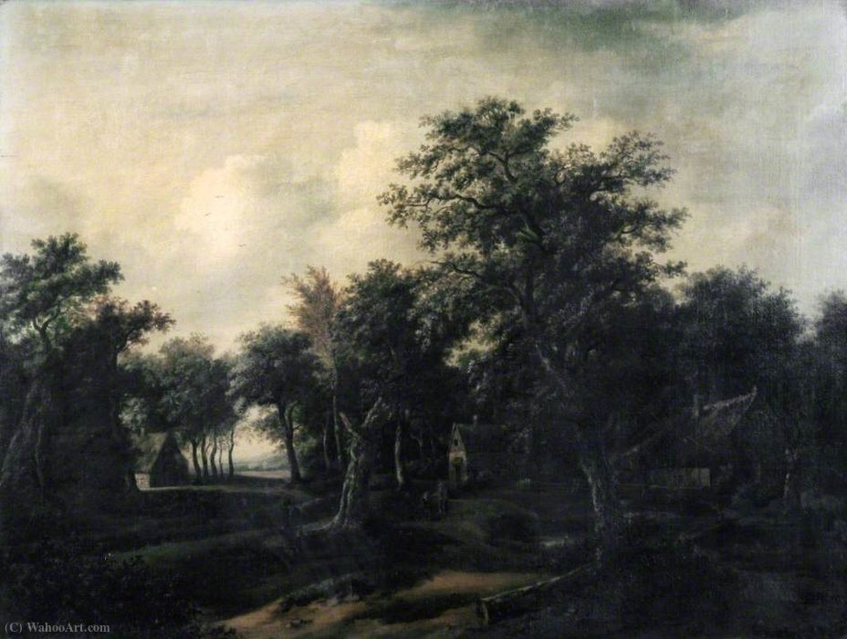 Forest Scene, Cottage And Figures — Jan Jansz Vajnants