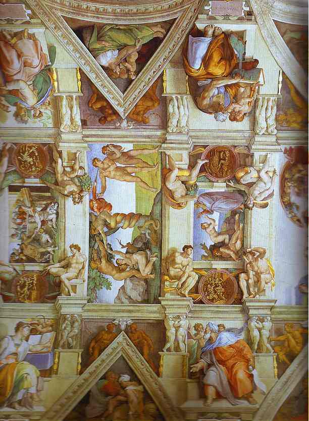Teilansicht Der Fresken In Der Sixtinischen Kapelle — Michelangelo Buonarroti
