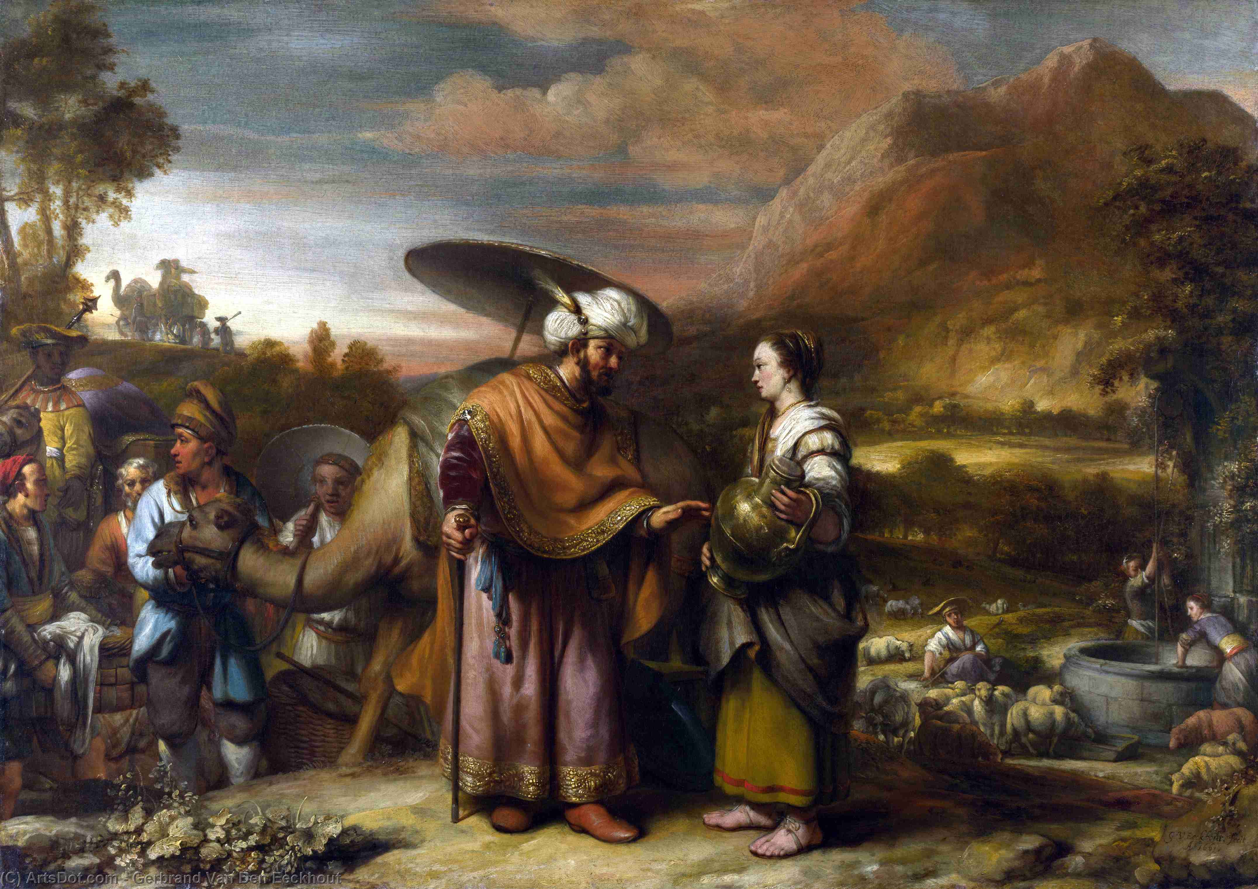 Rebekah And Eliezer At The Well — Gerbrand Van Den Eeckhout