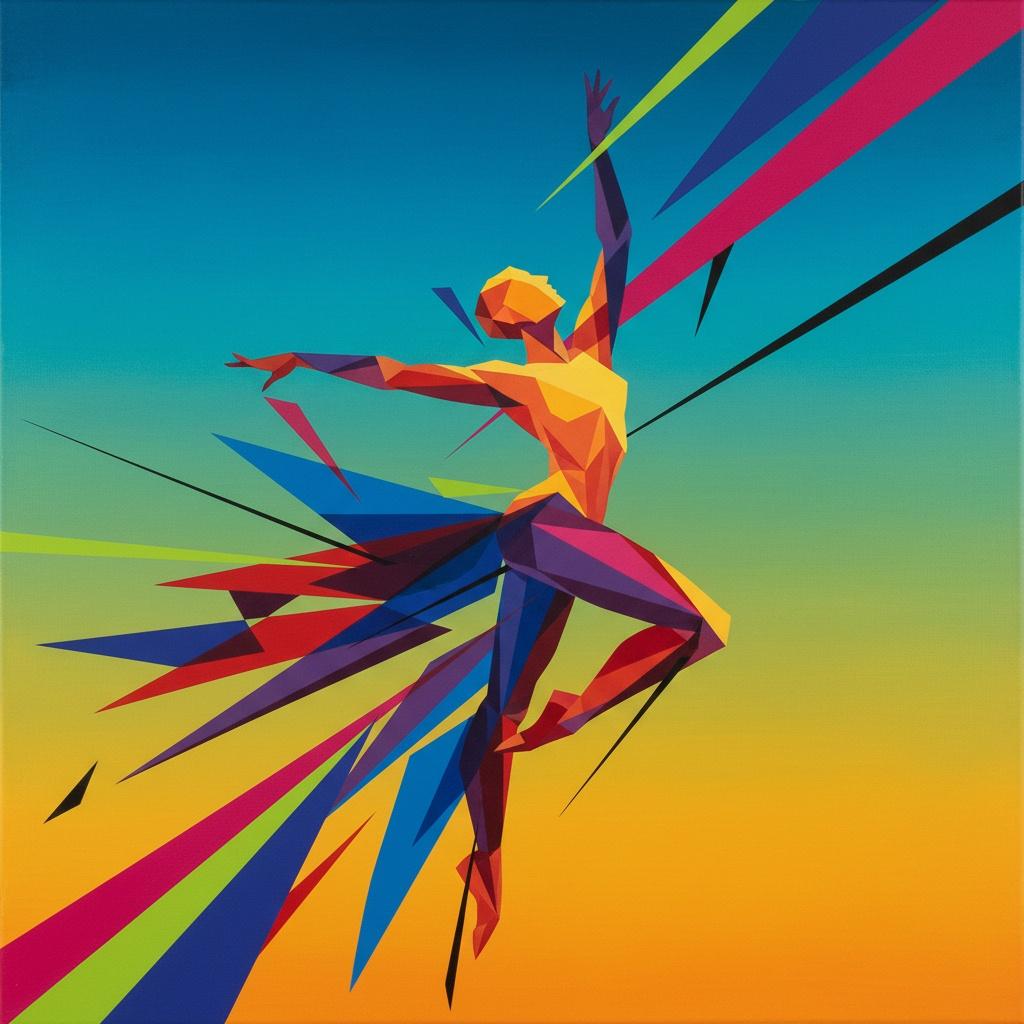 Chromatic Ascent: A Faceted Leap Through Teal And Saffron Energy Fields — Laurent Delcourt