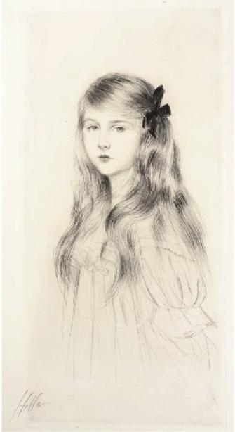 Girl With Long Hair And Ribbon — Paul César Helleu