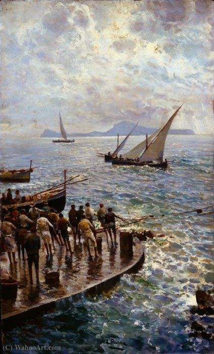 Fishermen On The Pier — Attilio Pratella