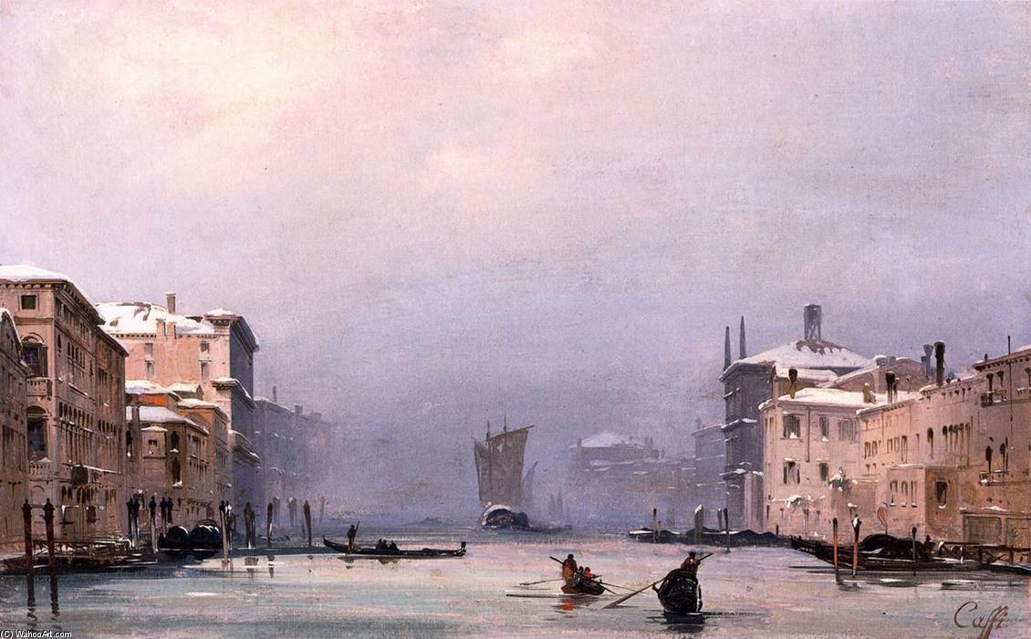 Snow And Fog On The Grand Canal — Ippolito Caffi