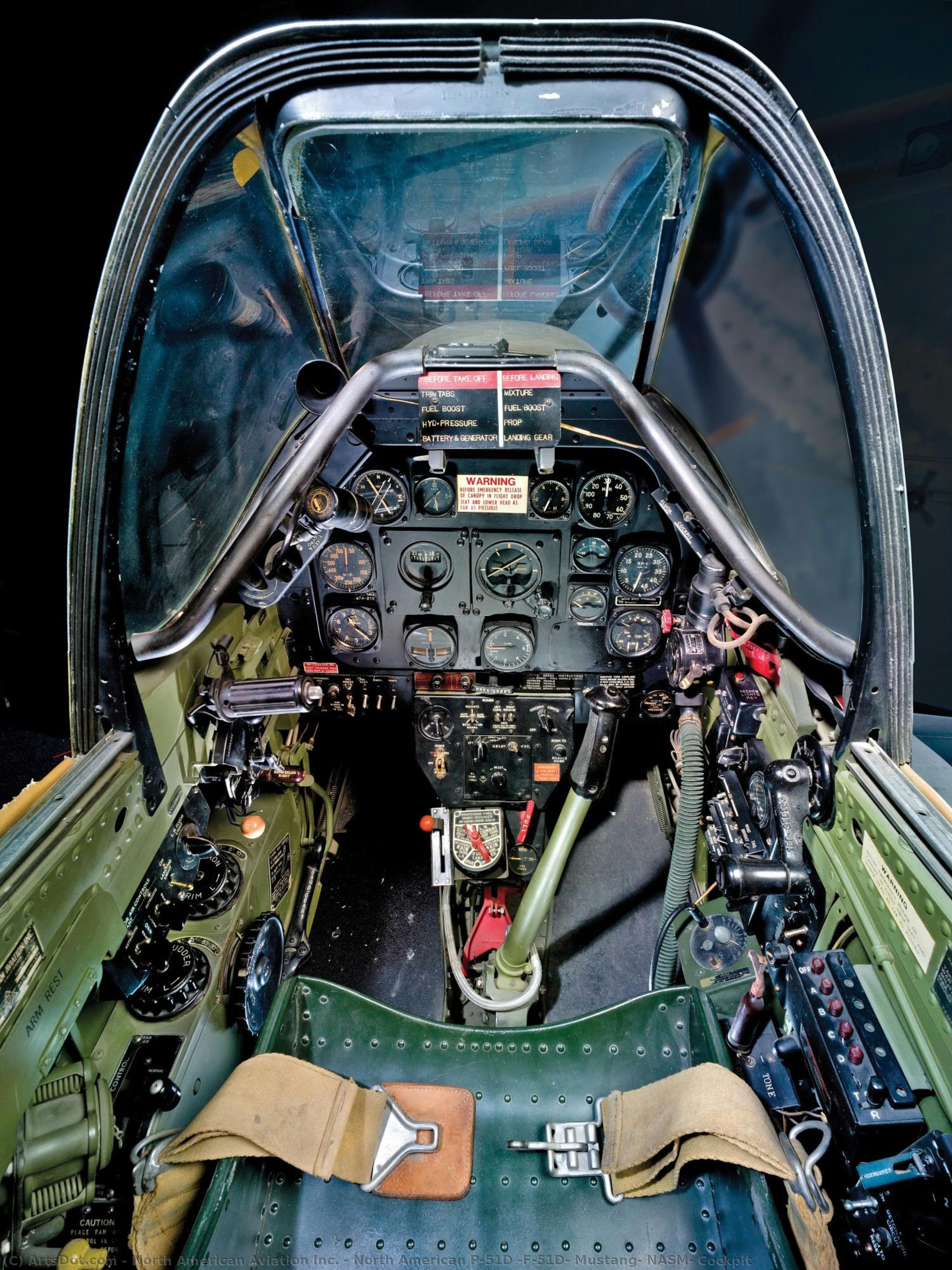 North American P-51d (f-51d) Mustang, Nasm, Cockpit — North American Aviation Inc.