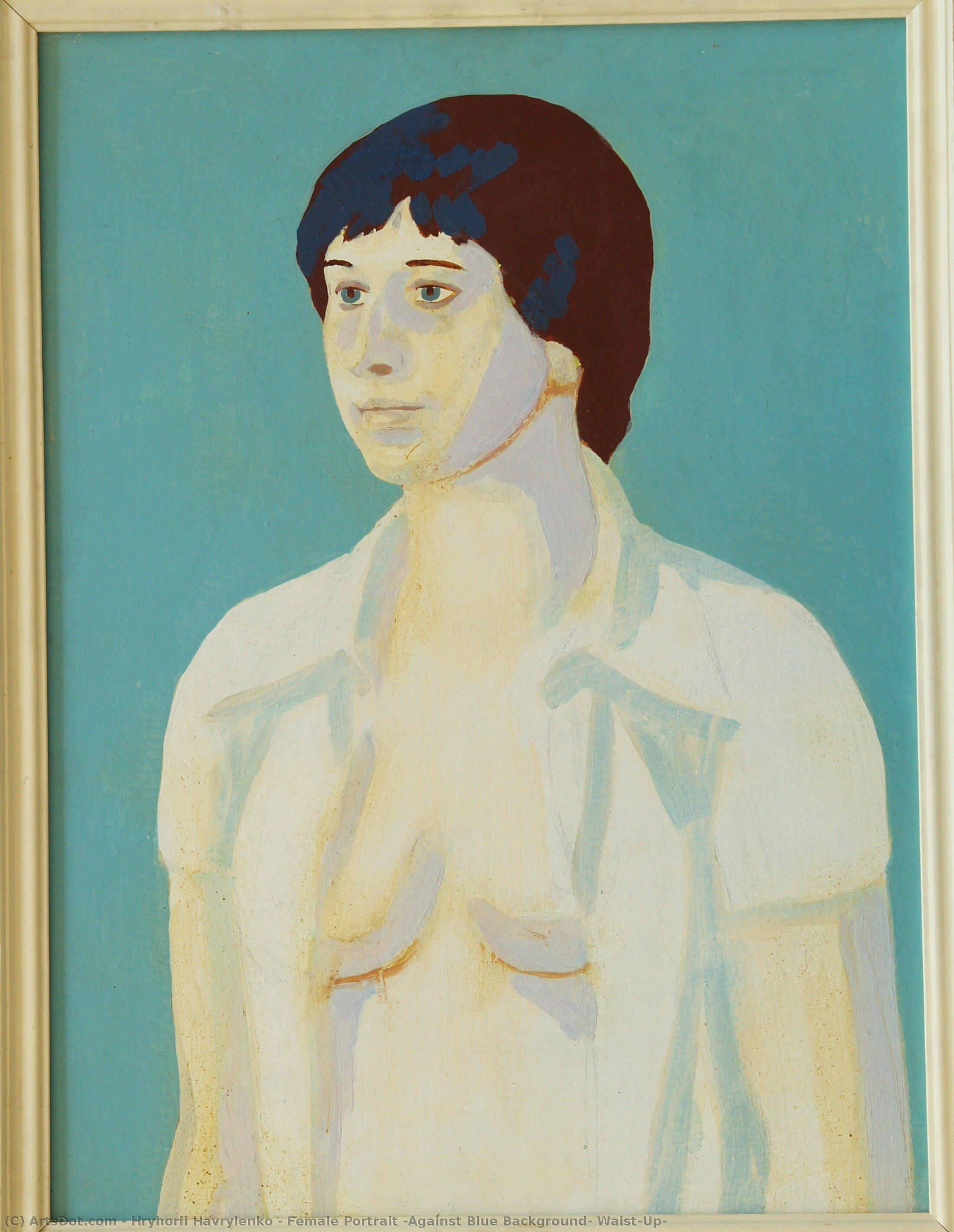 Female Portrait (against Blue Background, Waist-up) — Hryhorii Havrylenko