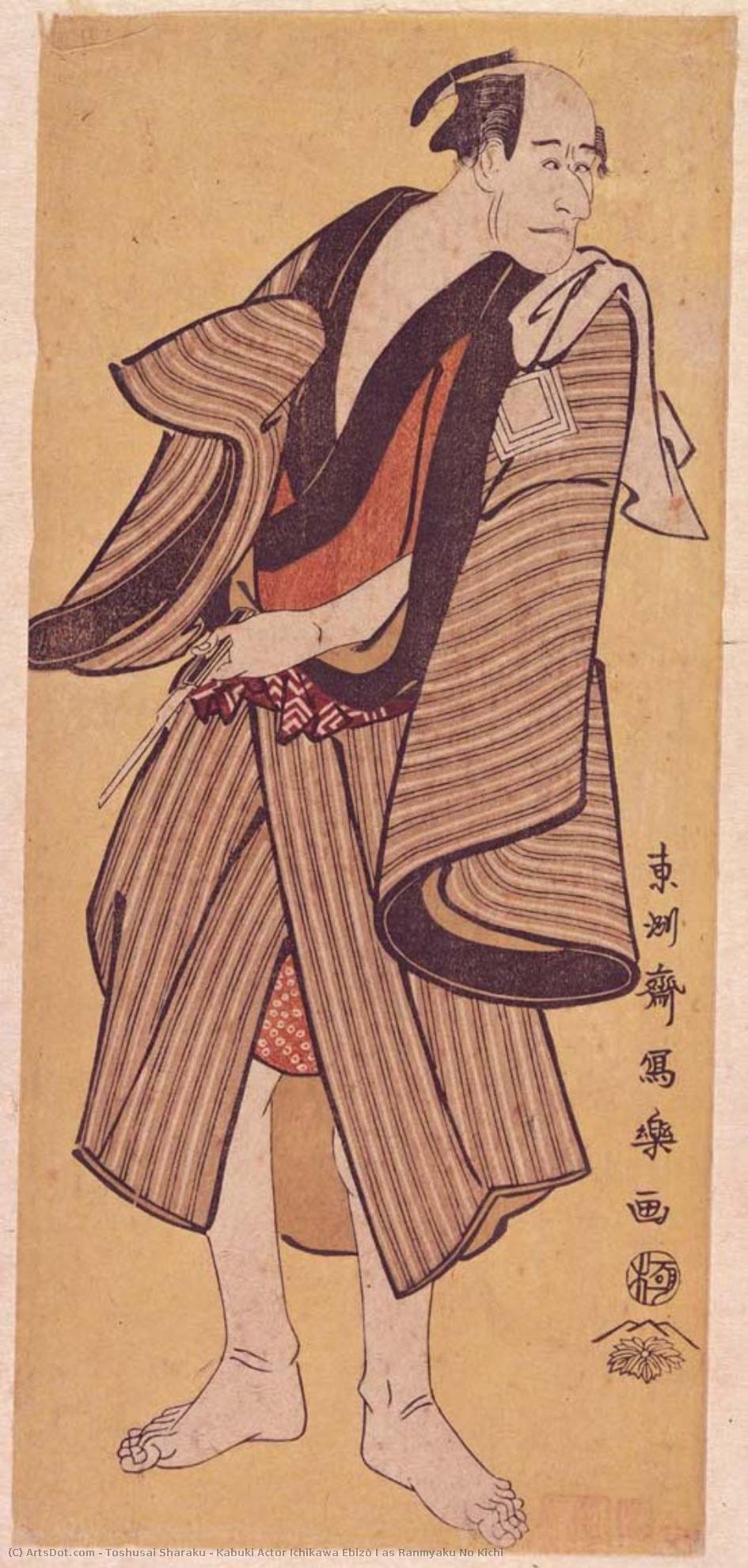 Kabuki Actor Ichikawa Ebizō I As Ranmyaku No Kichi — Tošusai Šaraku
