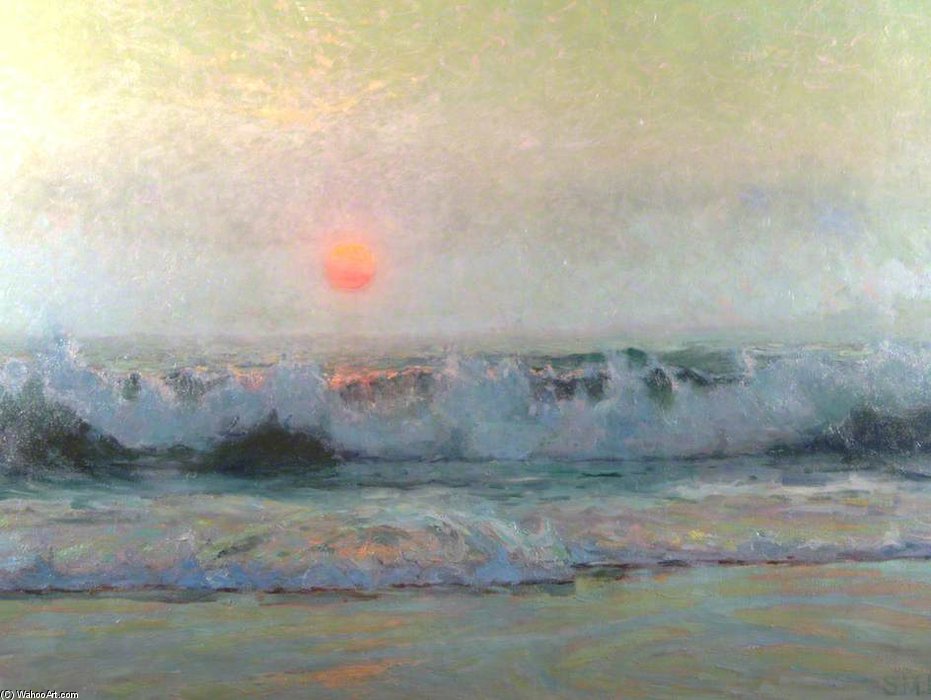 Waves Breaking On Shore, Sunset — Sydney Mortimer Laurence