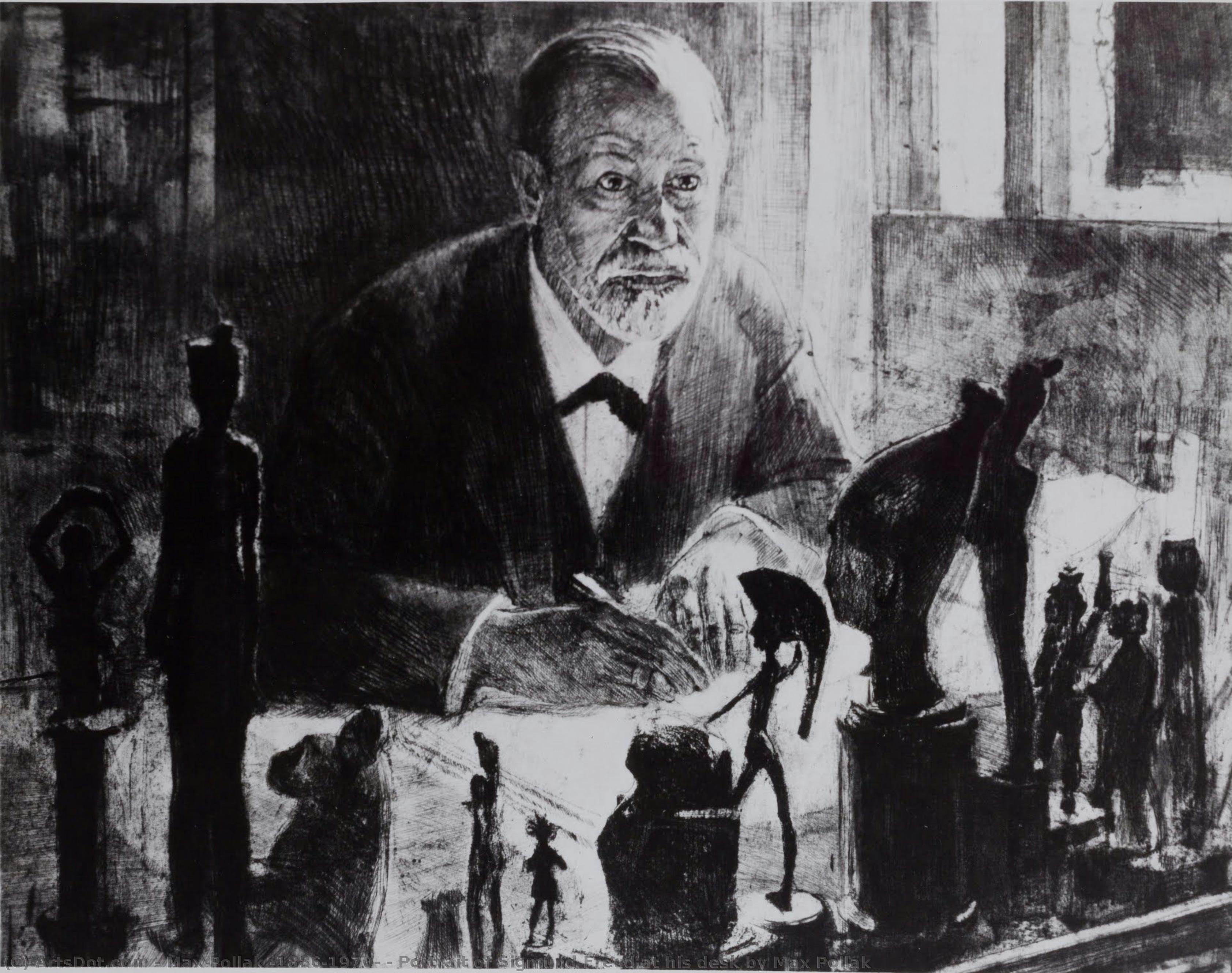 Portrait Of Sigmund Freud At His Desk By Max Pollak — Max Pollak (1886-1970)