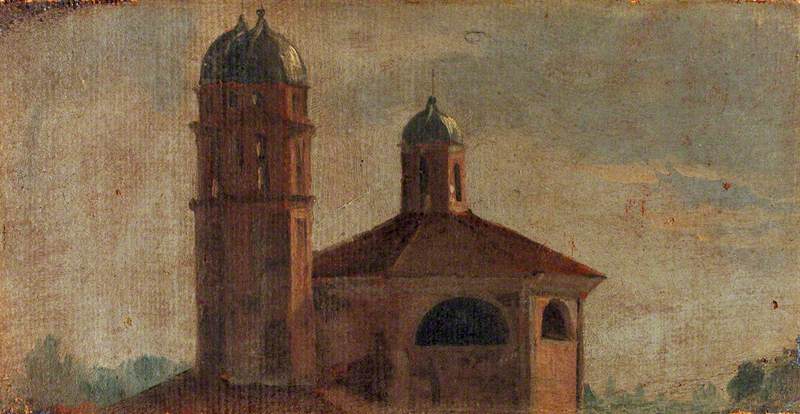 The Upper Section Of A Church With A Hexagonal Dome And Two Towers — Luca Carlevaris