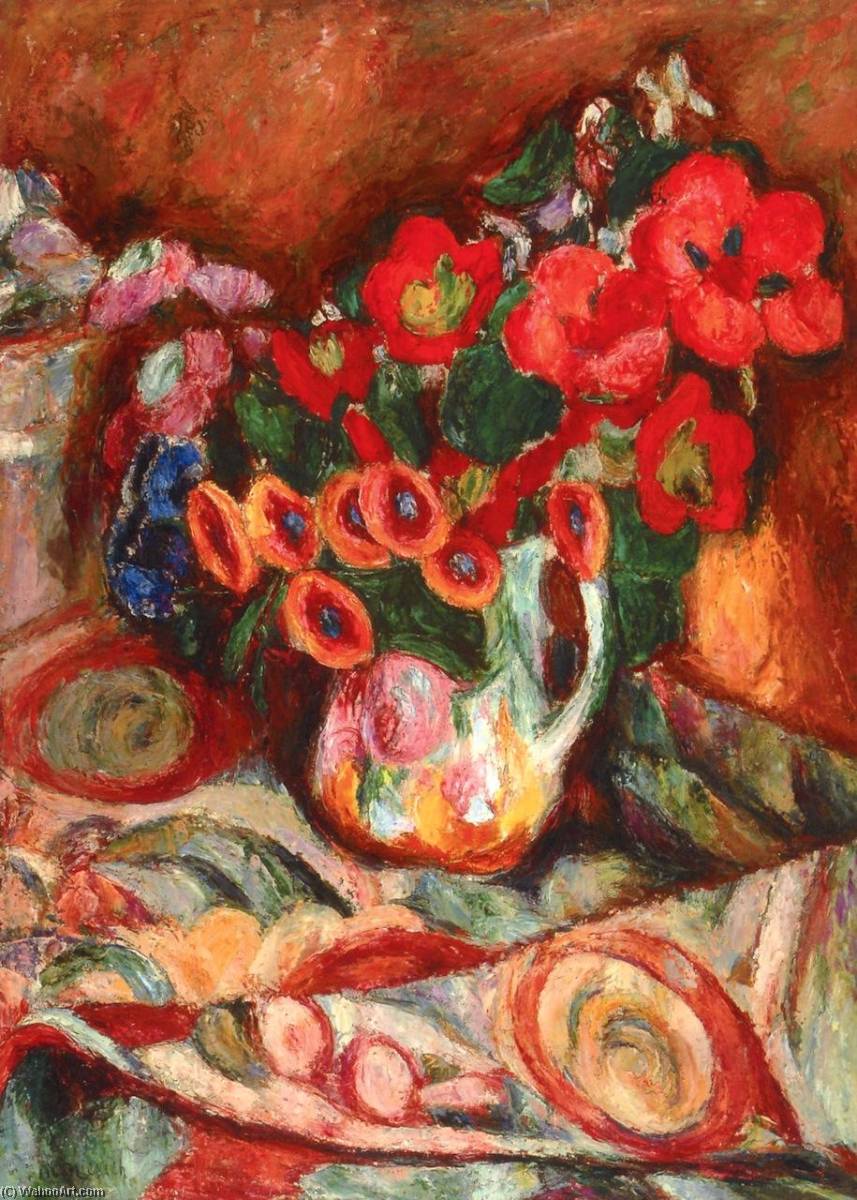 Flowers On A Patterned Tablecloth — Abraham A Manievich