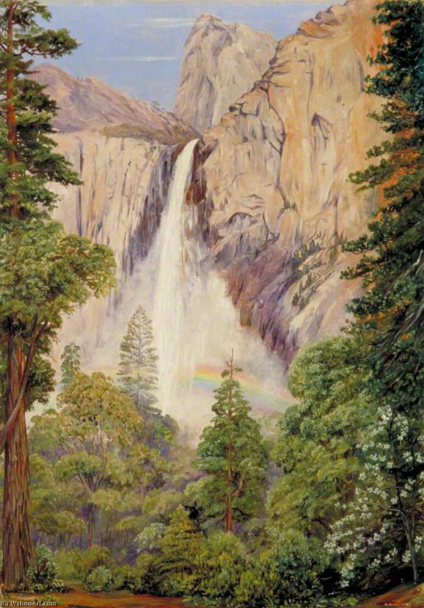 Rainbow Over The Bridal Veil Fall, Yosemite, California — Marianne North