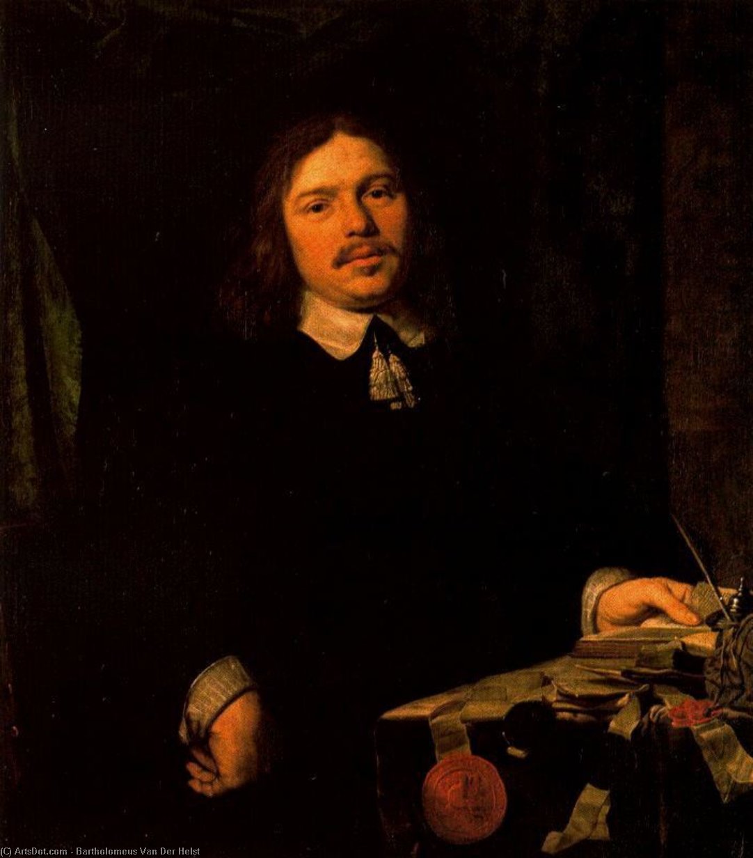 Portrait Of A Man At A Desk With Documents — Bartholomeus Van Der Helst