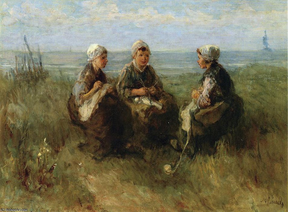Three Women Knitting By The Sea — Jozef Israëls