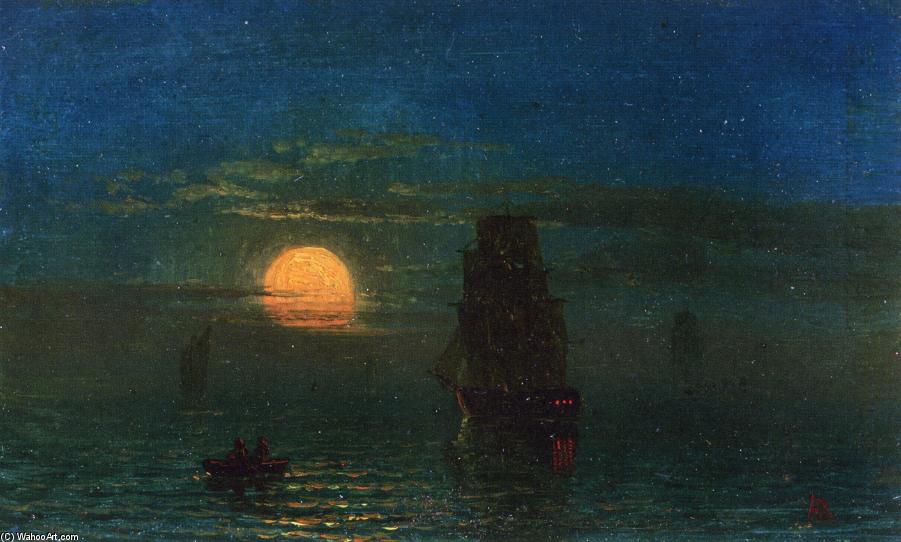 Ships In Moonlight — Albert Bierstadt