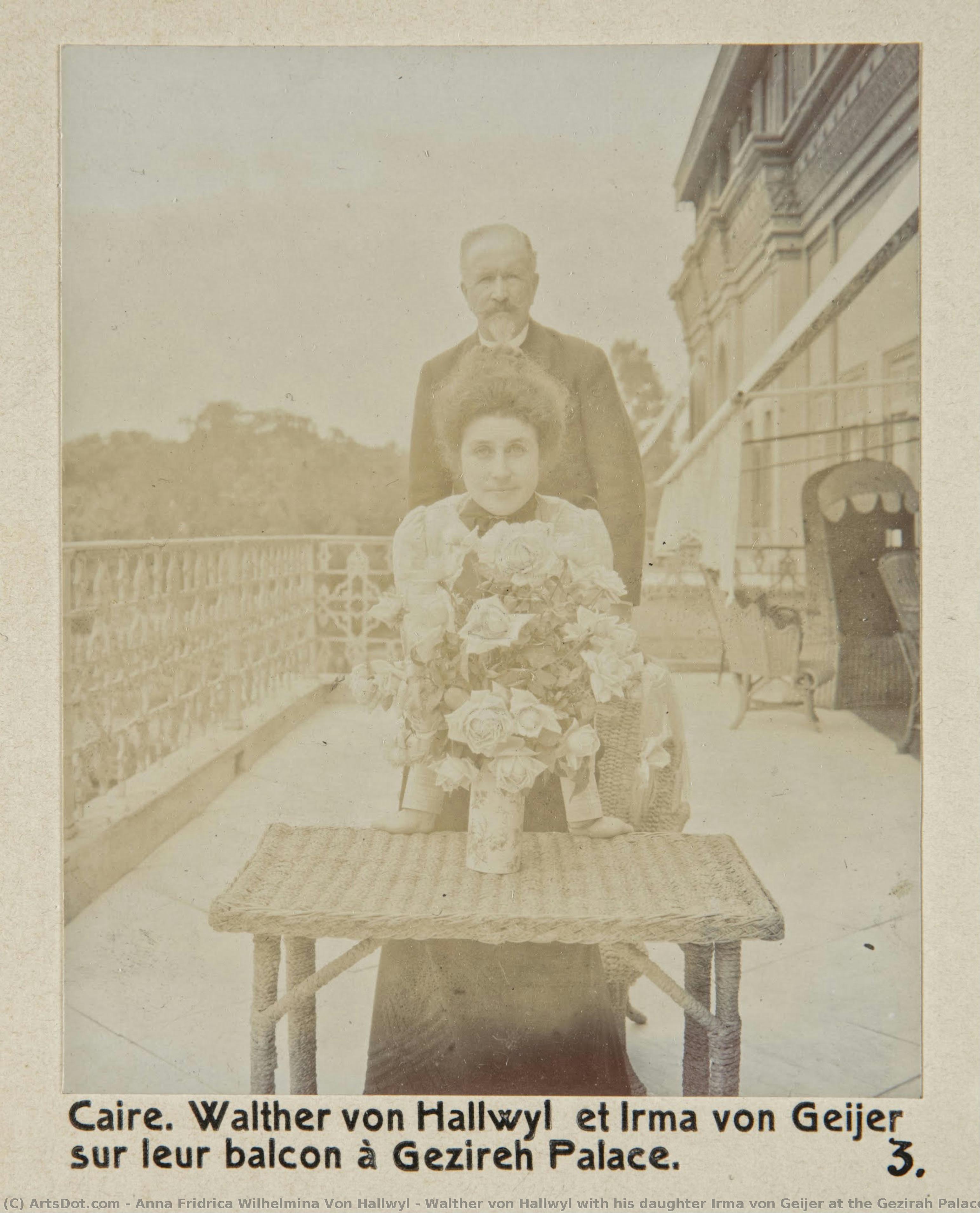 Walther Von Hallwyl With His Daughter Irma Von Geijer At The Gezirah Palace Hotel — Anna Fridrica Wilhelmina Von Hallwyl