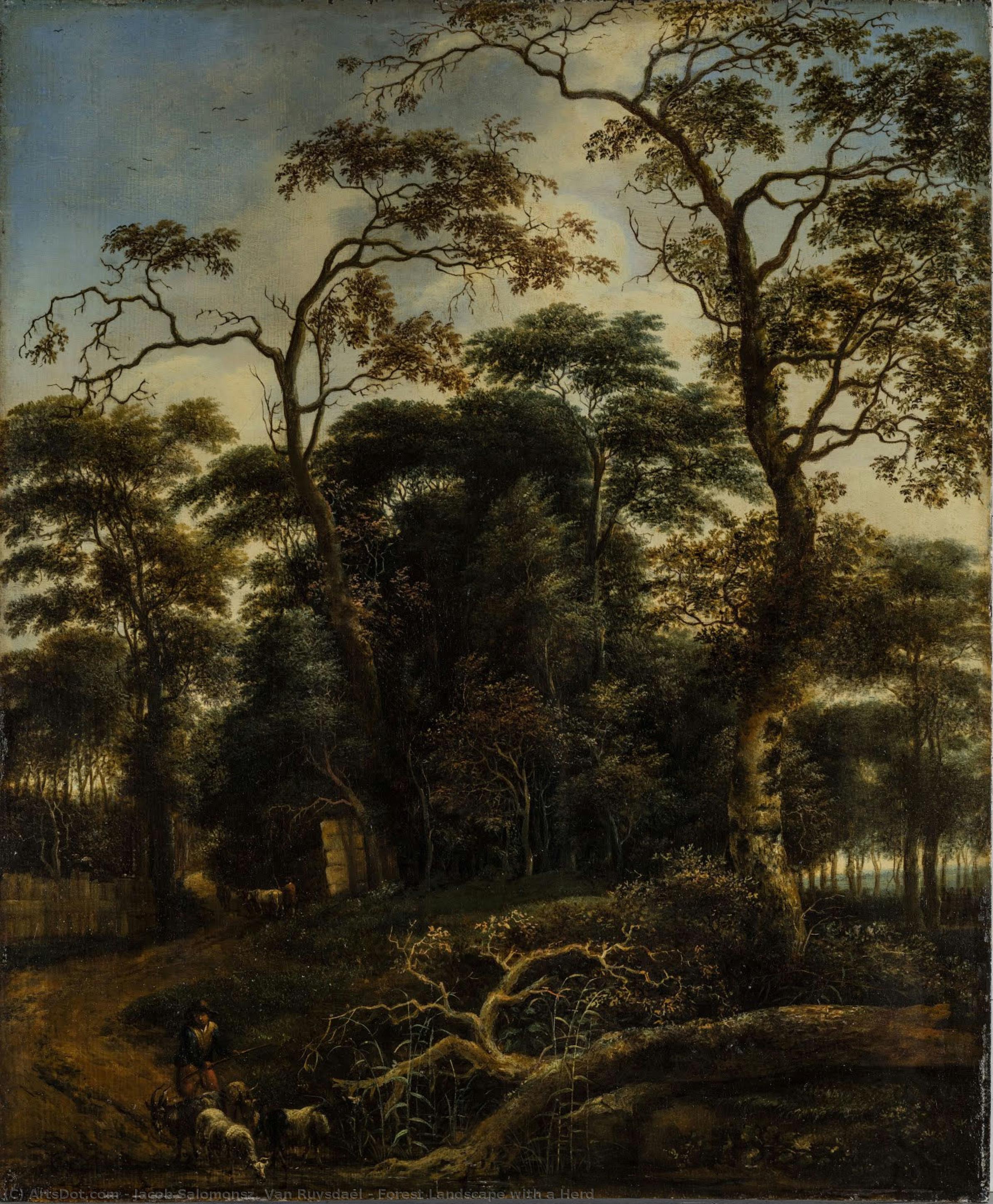 Forest Landscape With A Herd — Jacob Salomonsz Van Ruysdael
