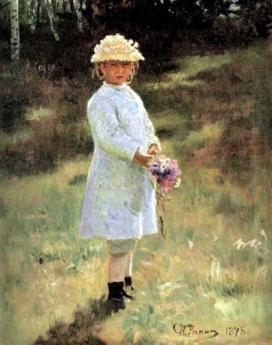Girl With Flowers. Daughter Of The Artist. — Ilya Yefimovich Repin