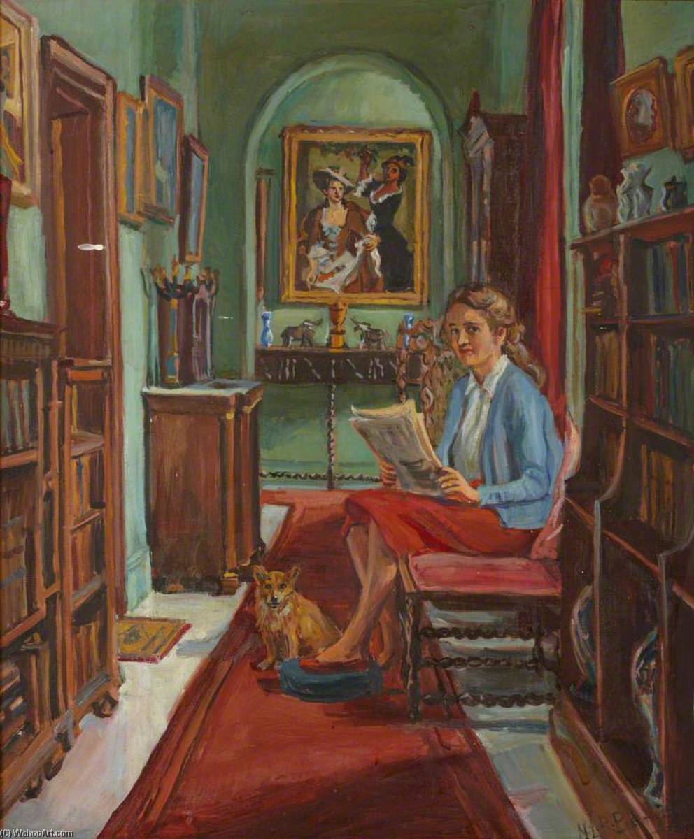 Cliffe Castle Interior ( ), With A Seated Girl And Dog — Marie Louise Roosevelt Pierrepont