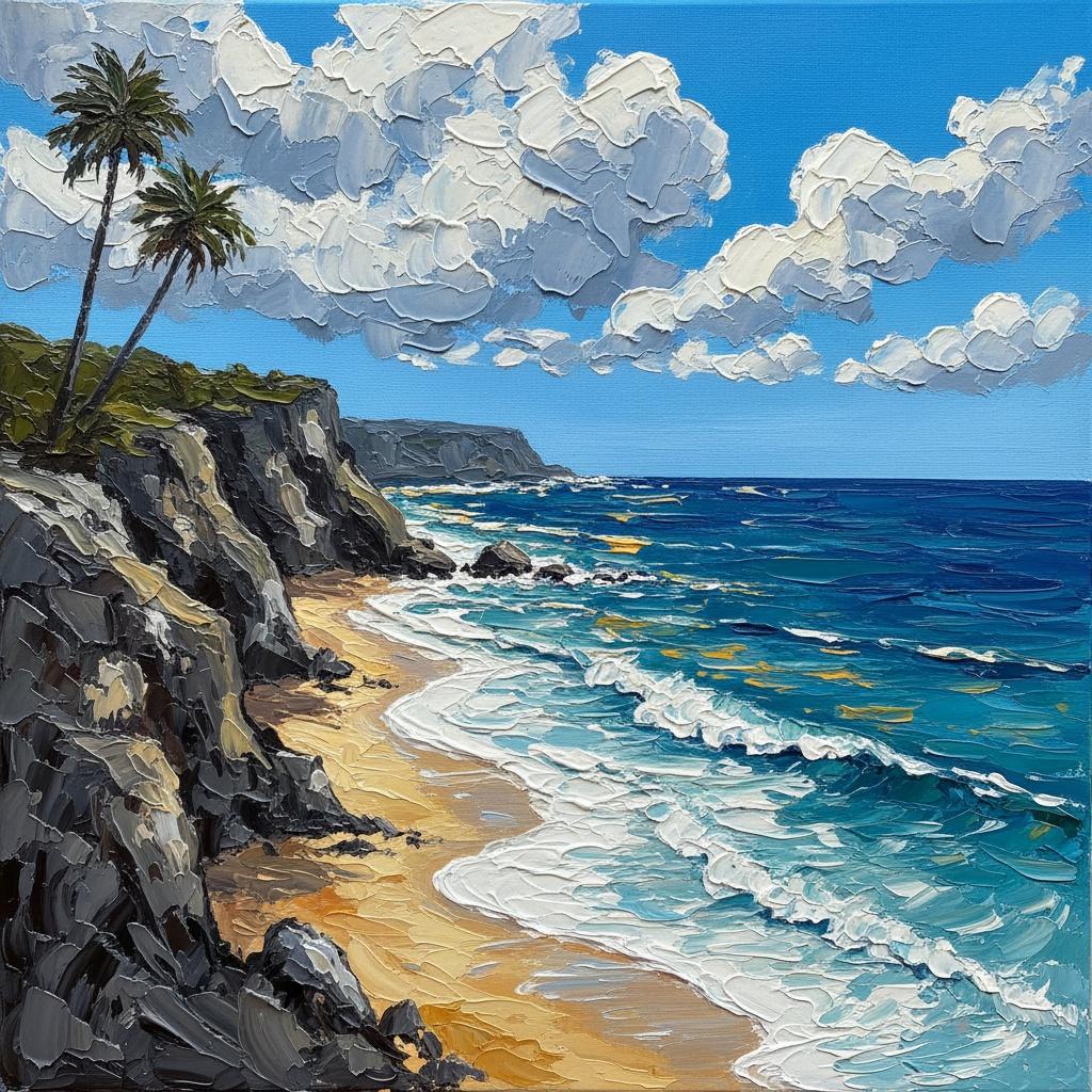 Cerulean Echoes Of The Jagged Coastline In Sculptural Impasto Relief — Christian Noiret
