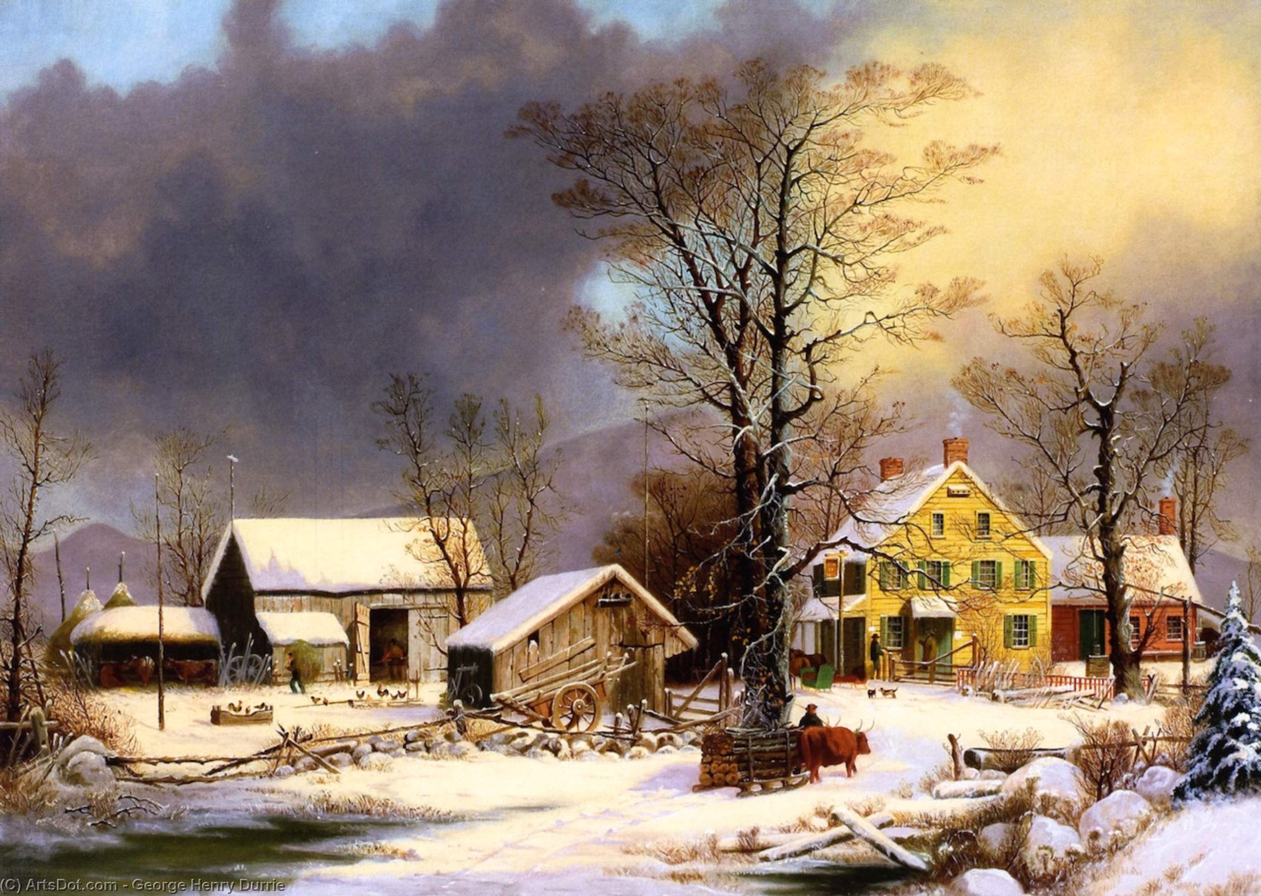 Winter In The Country, A Cold Morning — George Henry Durrie
