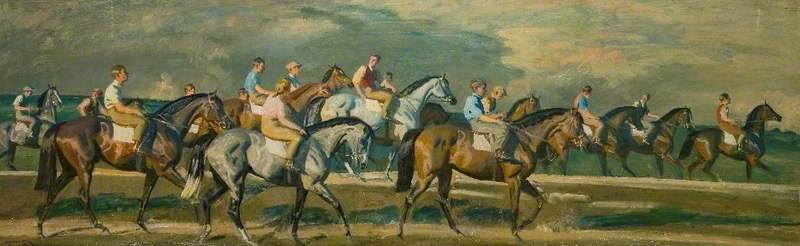 Coming Off The Heath, Exercising The Horses, Newmarket — Sir Alfred James Munnings