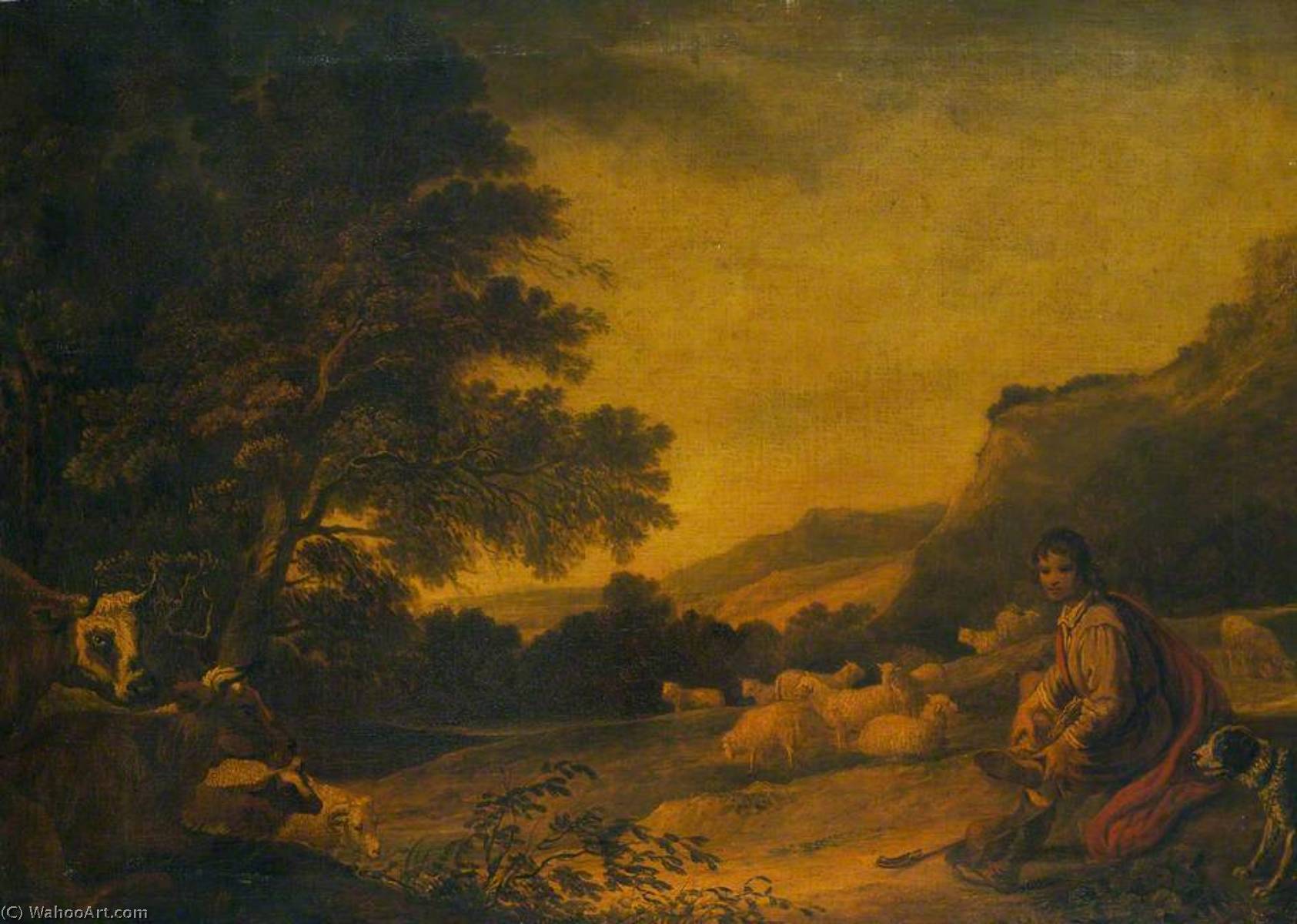 Landscape With Cattle (a Young Shepherd With His Flock) — Peter Francis Bourgeois