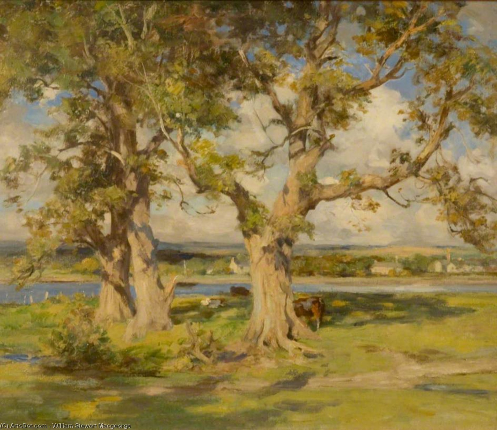 Three Trees By A River — William Stewart Macgeorge