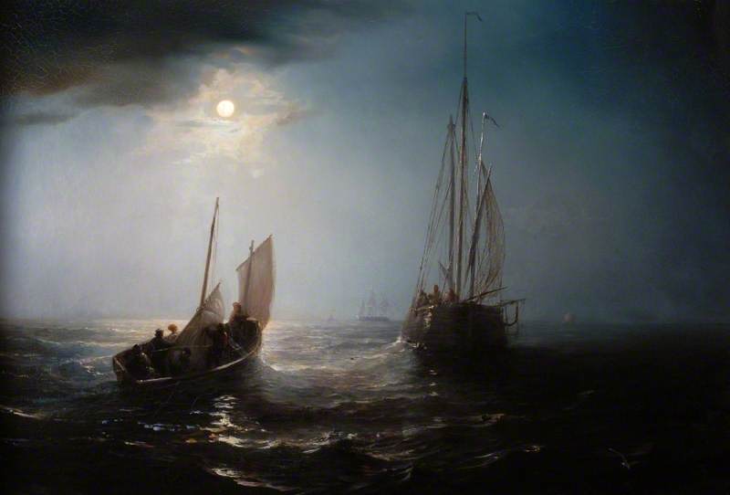 A Marine View, Moonlight — Jean Antoine Théodore De Gudin