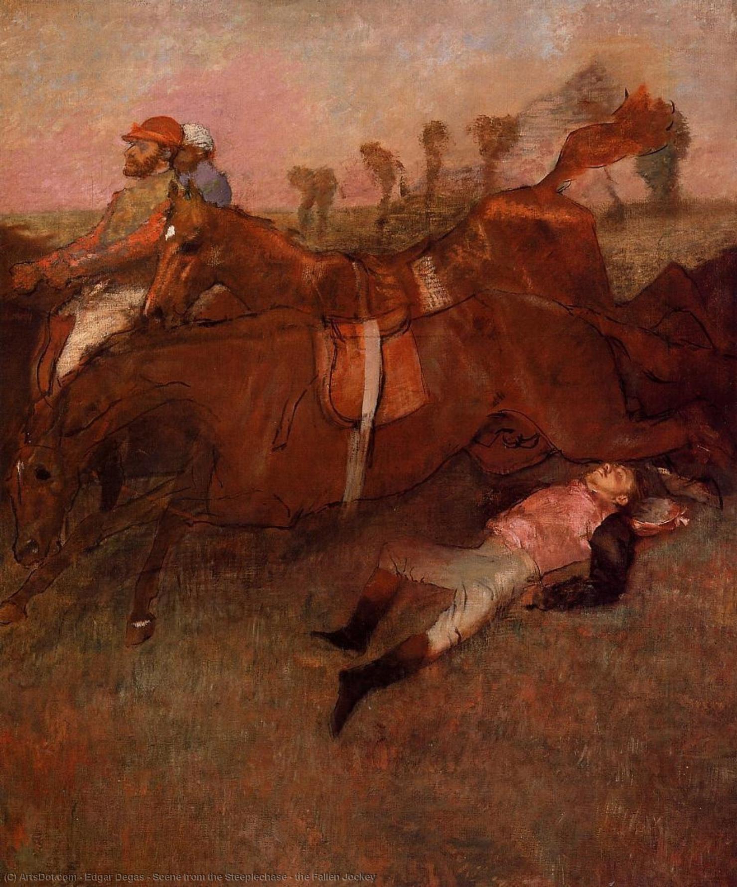 Szene Einer Pferderennen – Der Gestürzte Jockey — Hilaire-germain-edgar Degas