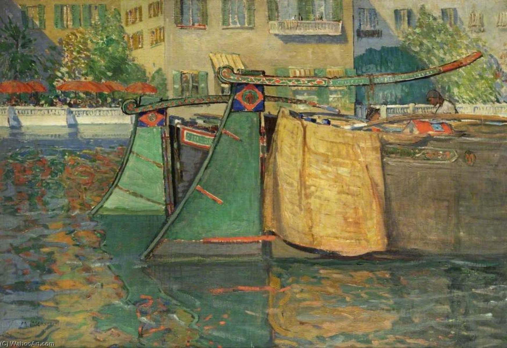 Umbrellas And Barges, Venice — Mary Mccrossan