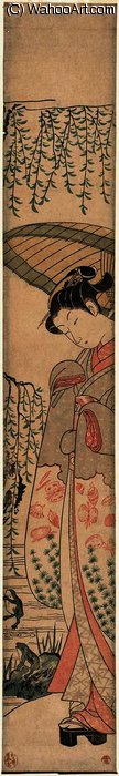 Young Woman Watching Frogs — Suzuki Harunobu