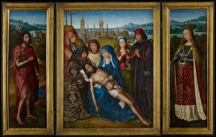 Lamentation With Saint John The Baptist And Saint Catherine Of — Master Of The Saint Lucy Legend