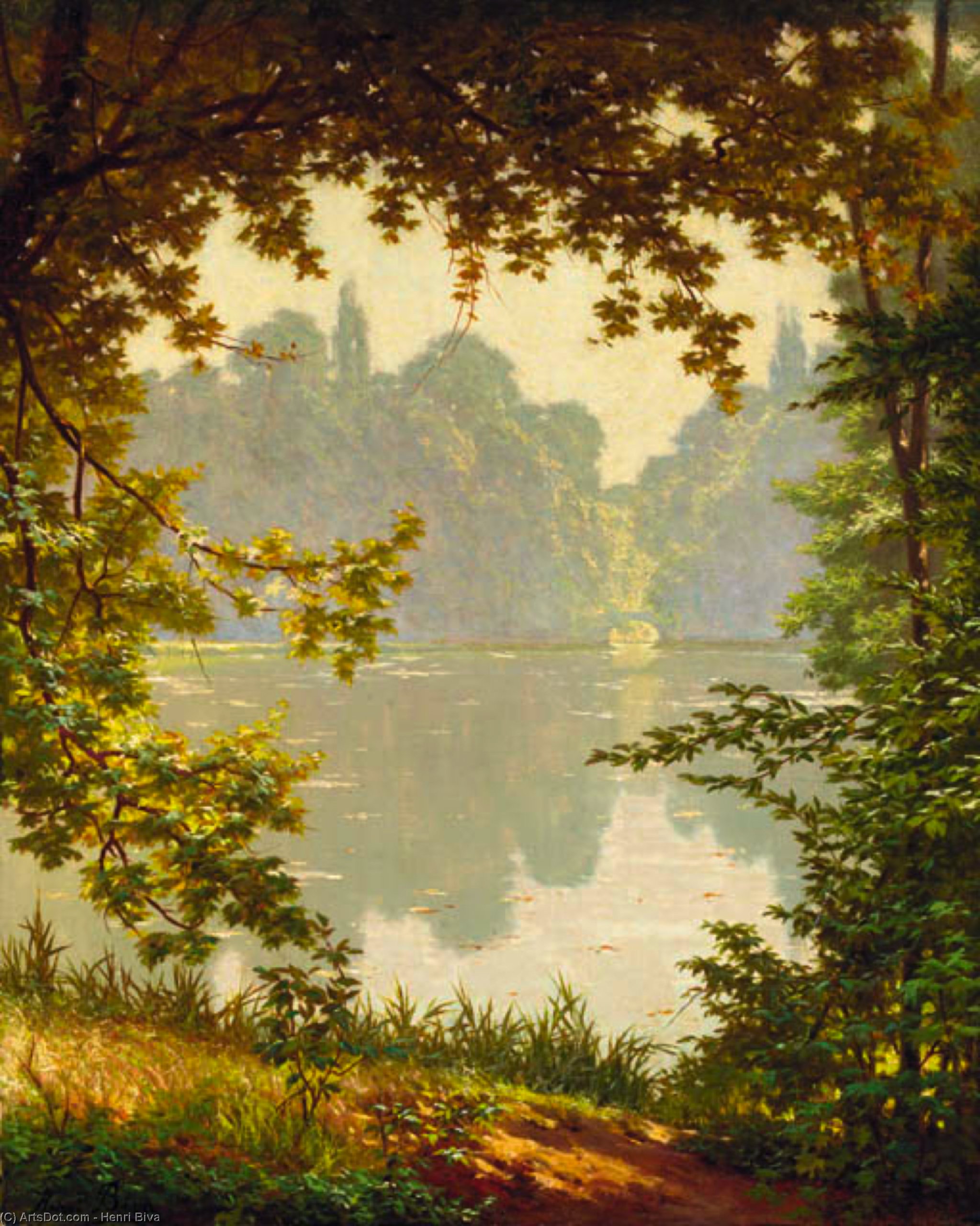Looking Out Onto A Lake On A Summer Day — Henri Biva