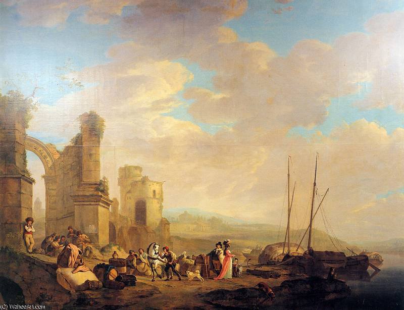 Landscape With Coast And Ruin Sun — Abraham Van Strij